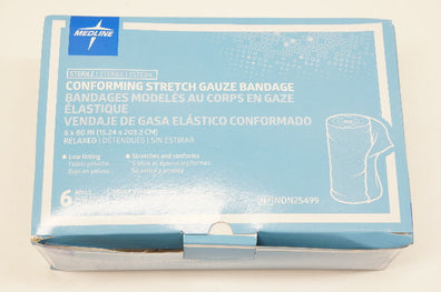 Medline NON25499 Conforming Stretch Gauze Bandage 6 x 80inch - Box of 6